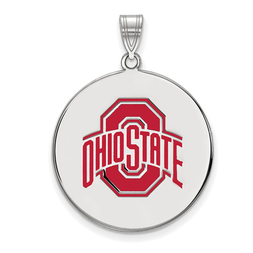 SS Ohio State U XL Enamel Buckeyes Logo Disc Pendant
