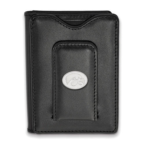 SS University of Iowa Black Leather Money Clip Wallet