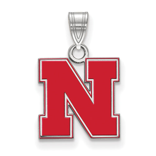 SS University of Nebraska Small Enamel Letter N Pendant