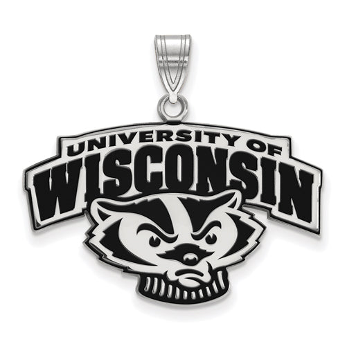 SS University of Wisc Large Enamel Alt "WISCONSIN" Badger Pendant
