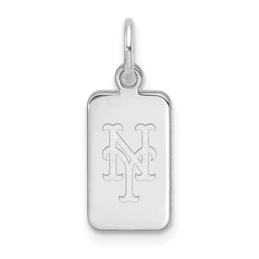 Sterling Silver Rhod-pl MLB LogoArt New York Mets Tag Pendant
