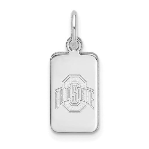 Sterling Silver Rhod-pl LogoArt The Ohio State Univ Tag Pendant