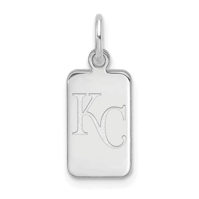 Sterling Silver Rhod-pl MLB LogoArt Kansas City Royals Tag Pendant