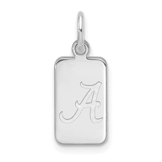 Sterling Silver Rhod-pl LogoArt University of Alabama Tag Pendant