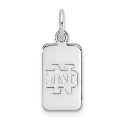 Sterling Silver Rhod-pl LogoArt University of Notre Dame Tag Pendant
