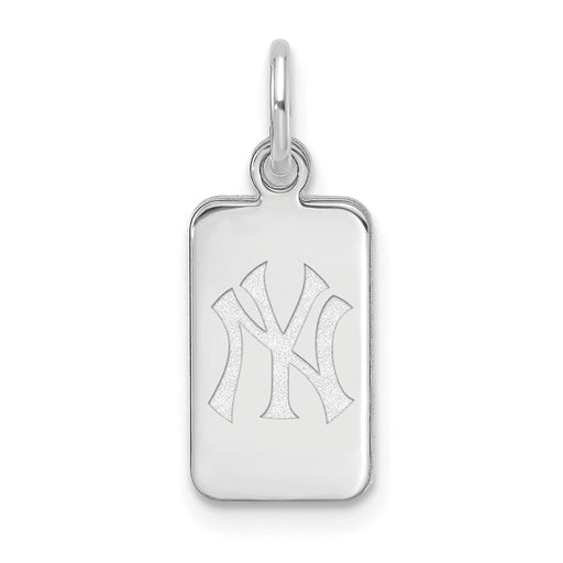 Sterling Silver Rhod-pl MLB LogoArt New York Yankees Tag Pendant