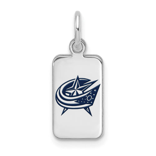 Sterling Silver NHL Columbus Blue Jackets Enamel Tag Pendan