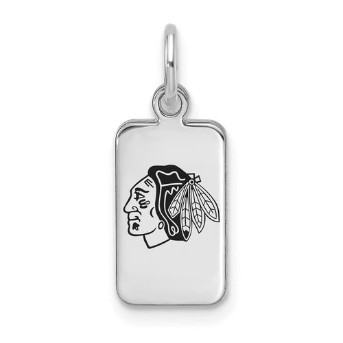 Sterling Silver NHL Chicago Blackhawks Enamel Tag Pendant