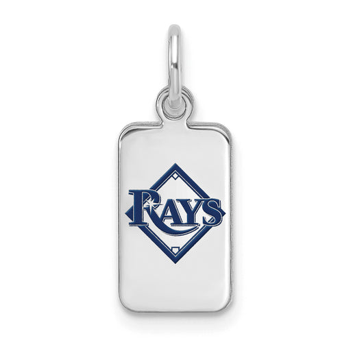 Sterling Silver Rhod-pl MLB LogoArt Tampa Bay Rays Enamel Tag Pendant