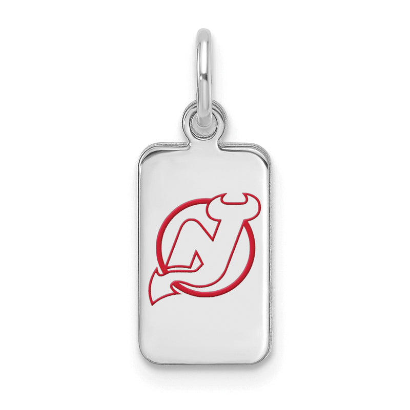 Sterling Silver NHL New Jersey Devils Enamel Tag Pendant