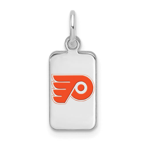 Sterling Silver Rhod-pl NHL LogoArt Philadelphia Flyers Enamel Tag Pendant