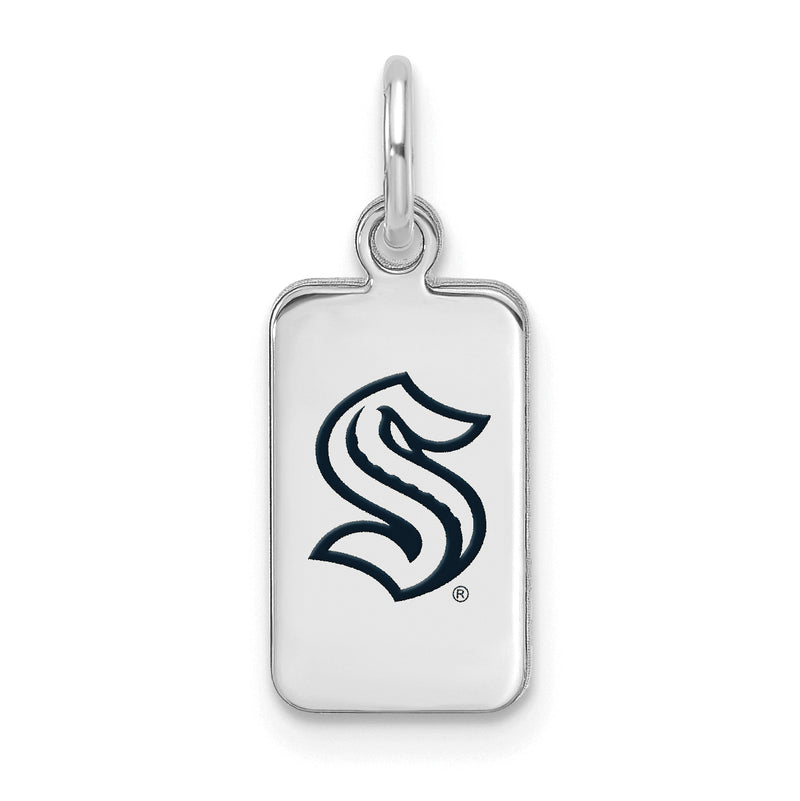 Sterling Silver NHL Seattle Kraken Enamel Tag Pendant