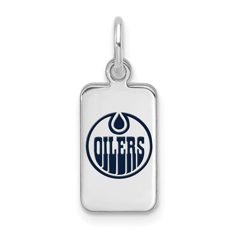 Sterling Silver NHL Edmonton Oilers Enamel Tag Pendant