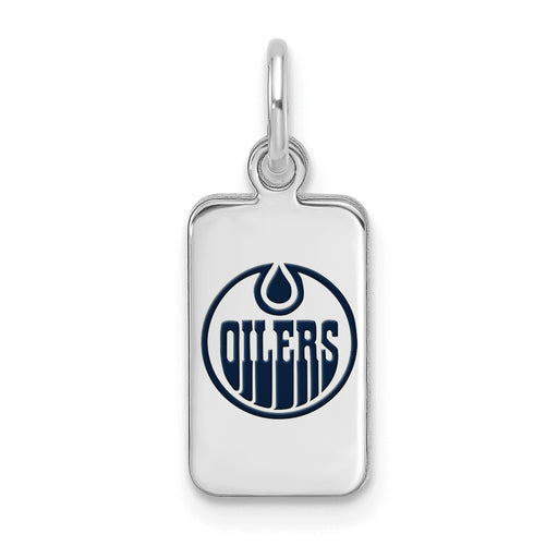 Sterling Silver Rhod-pl NHL LogoArt Edmonton Oilers Enamel Tag Pendant