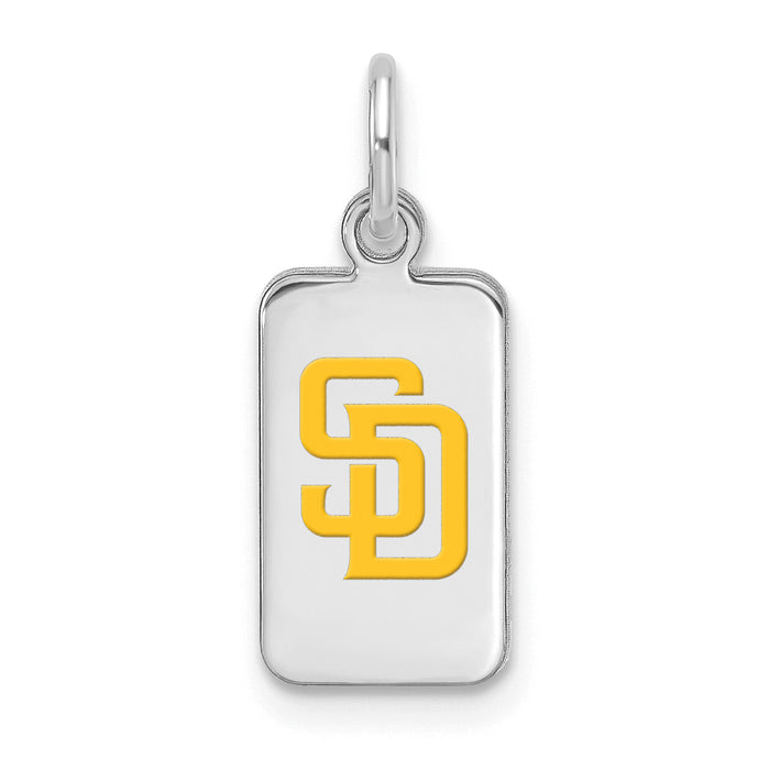Sterling Silver Rhod-pl MLB LogoArt San Diego Padres Enamel Tag Pendant
