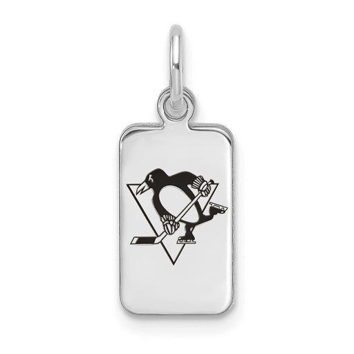 Sterling Silver Rhod-pl NHL LogoArt Pittsburgh Penguins Enamel Tag Pendant