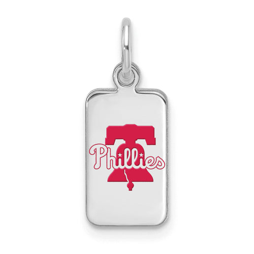 Sterling Silver Rhod-pl MLB LogoArt Philadelphia Phillies Enamel Tag Pendan