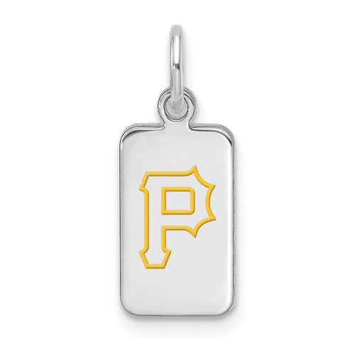 Sterling Silver Rhod-pl MLB LogoArt Pittsburgh Pirates Enamel Tag Pendant