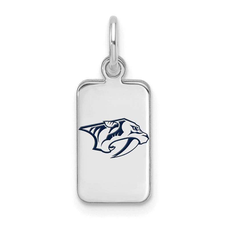Sterling Silver NHL Nashville Predators Enamel Tag Pendant