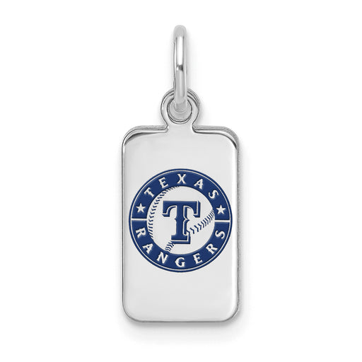 Sterling Silver Rhod-pl MLB LogoArt Texas Rangers Enamel Tag Pendant