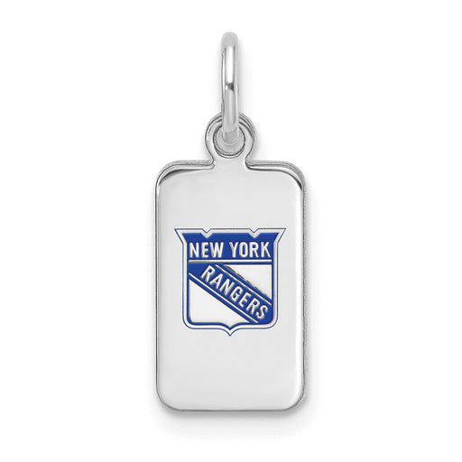 Sterling Silver Rhod-pl NHL LogoArt New York Rangers Enamel Tag Pendant