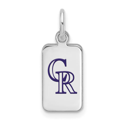 Sterling Silver Rhod-pl MLB LogoArt Colorado Rockies Enamel Tag Pendant