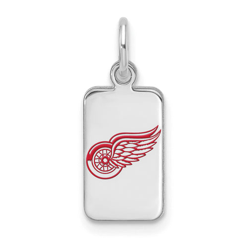 Sterling Silver NHL Detroit Red Wings Enamel Tag Pendant