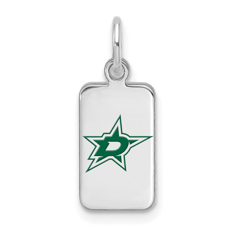 Sterling Silver NHL Dallas Stars Enamel Tag Pendant