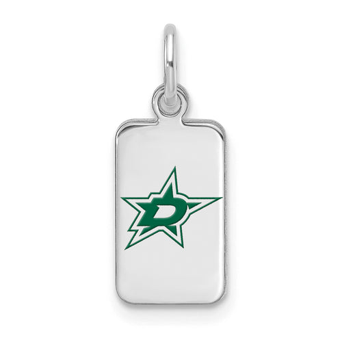 Sterling Silver Rhod-pl NHL LogoArt Dallas Stars Enamel Tag Pendant