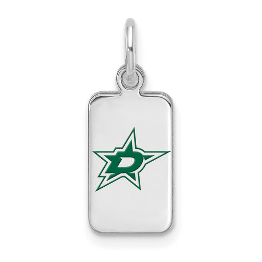 Sterling Silver Rhod-pl NHL LogoArt Dallas Stars Enamel Tag Pendant