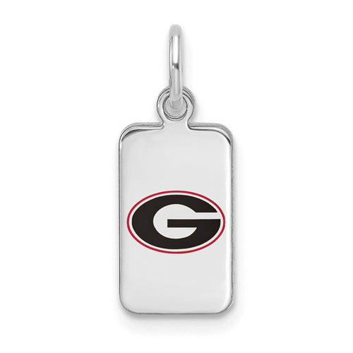 Sterling Silver Rhod-pl LogoArt University of Georgia Enamel Tag Pendant