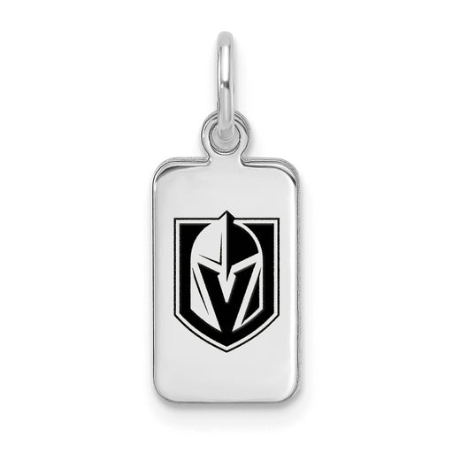 Sterling Silver Rhod-pl NHL LogoArt Vegas Golden Knights Enamel Tag Pendant
