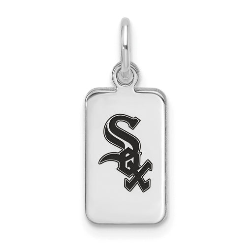 Sterling Silver Rhod-pl MLB LogoArt Chicago White Sox Enamel Tag Pendant
