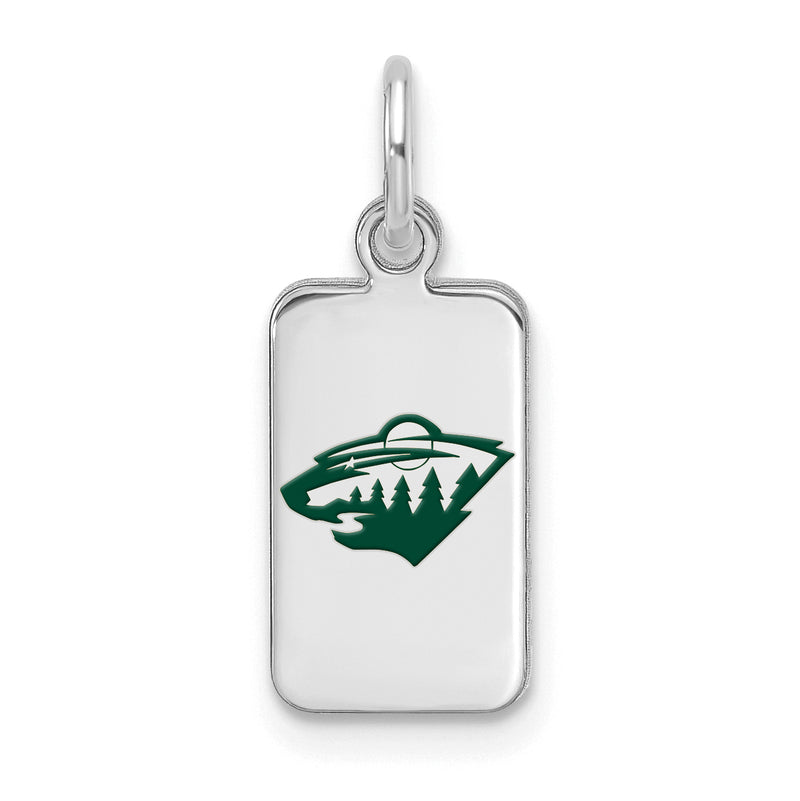 Sterling Silver NHL Minnesota Wild Enamel Tag Pendant