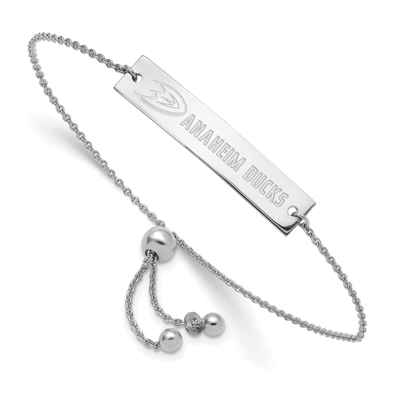 Sterling Silver NHL Anaheim Ducks Name Bar Adj Bracelet