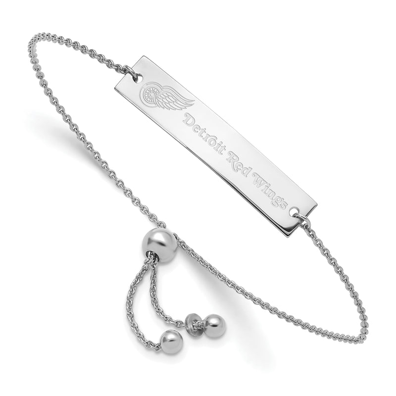 Sterling Silver NHL Detroit Red Wings Name Bar Adj Bracelet