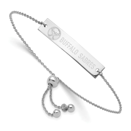 Sterling Silver NHL Buffalo Sabres Name Bar Adj Bracelet