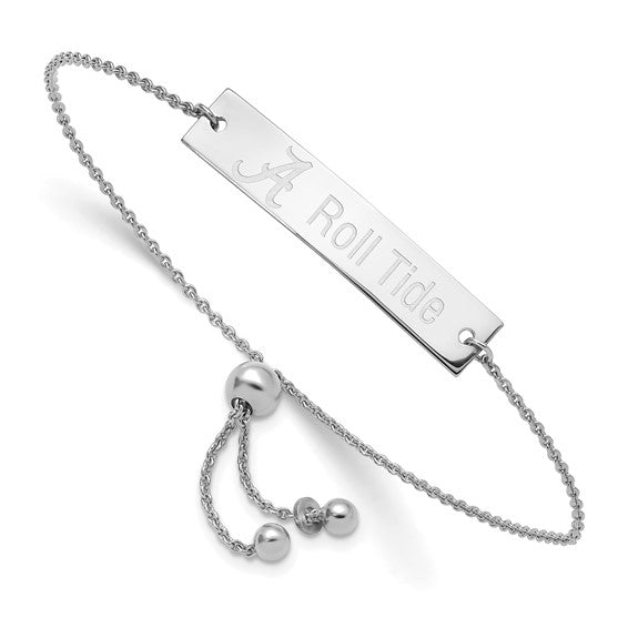 Silver University of Alabama Name Bar Adj Bracelet