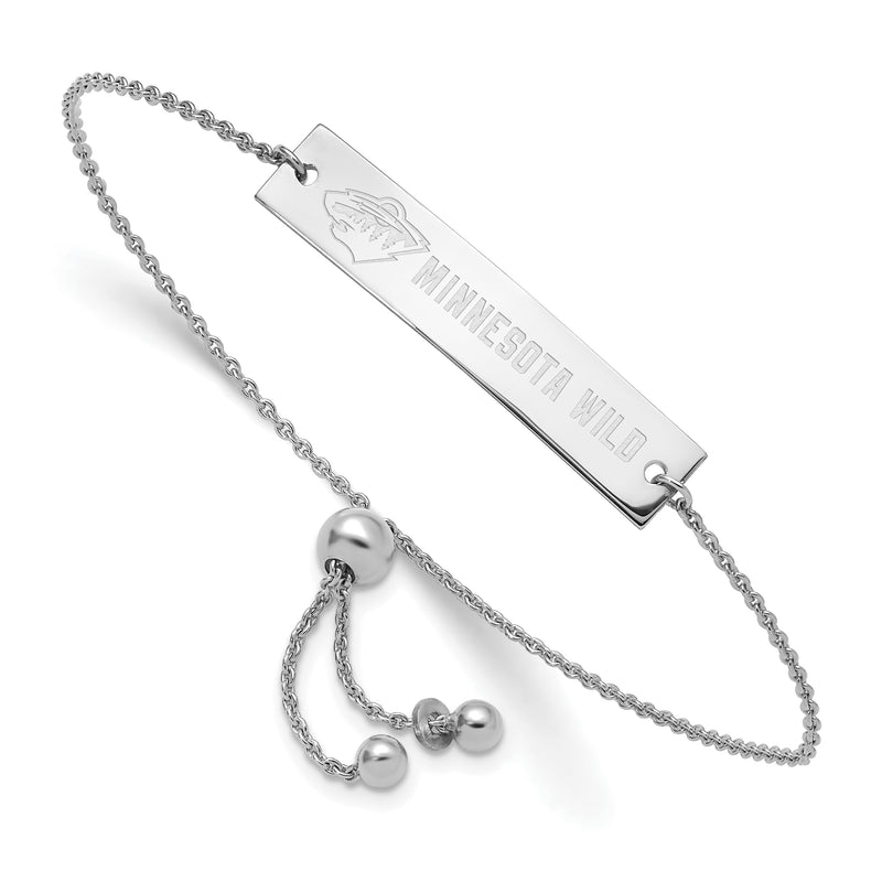 Sterling Silver NHL Minnesota Wild Name Bar Adj Bracelet