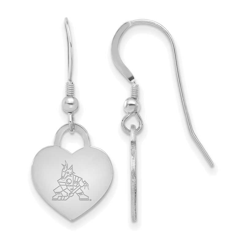 Sterling Silver NHL Arizona Coyotes Heart Dangle Earrings