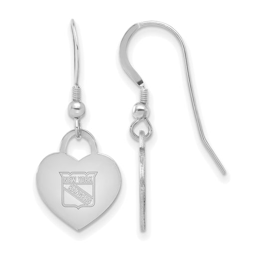 Sterling Silver NHL New York Rangers Heart Dangle Earrings