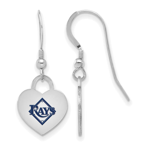  SS MLB Tampa Bay Rays Enamel Heart Dangle Earrings