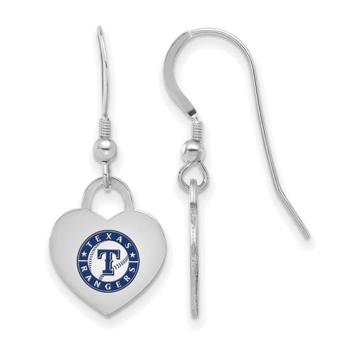  SS MLB Texas Rangers Enamel Heart Dangle Earrings
