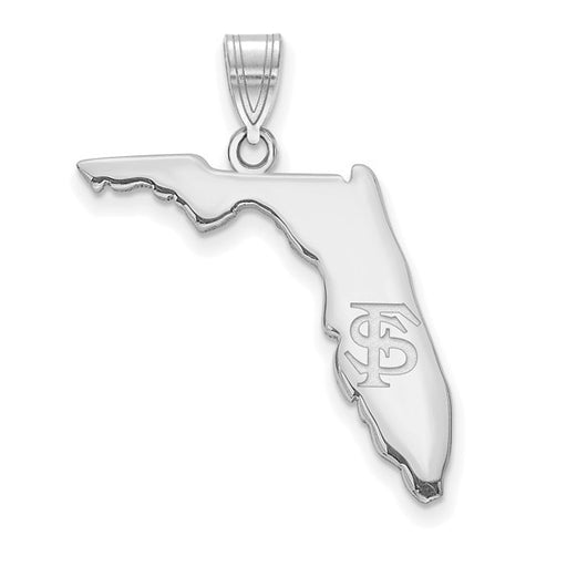 Sterling Silver Rhod-pl LogoArt Florida State University State Pendant