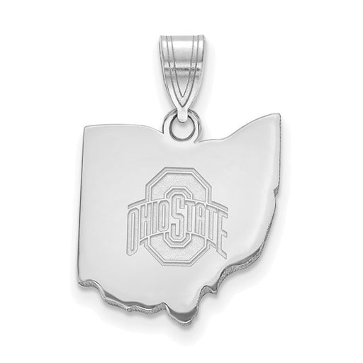 Sterling Silver Rhod-pl LogoArt The Ohio State Univ State Pendant
