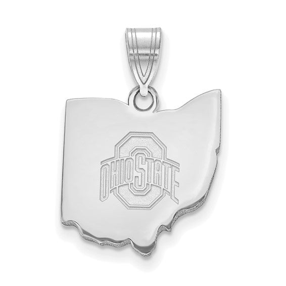 Sterling Silver Rhod-pl LogoArt The Ohio State Univ State Pendant