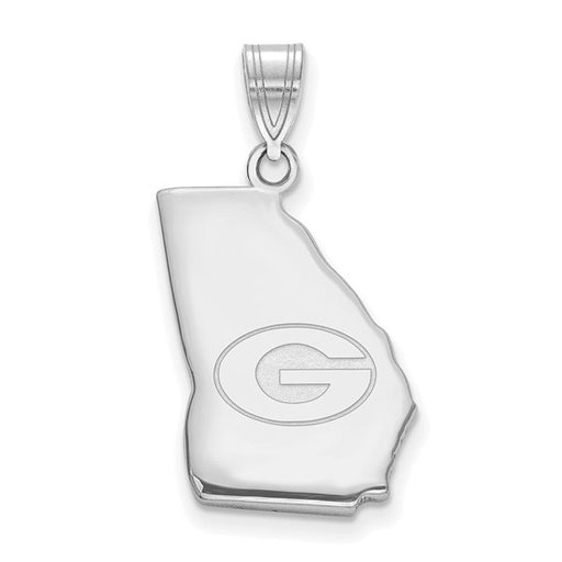 Sterling Silver University of Georgia State Pendant