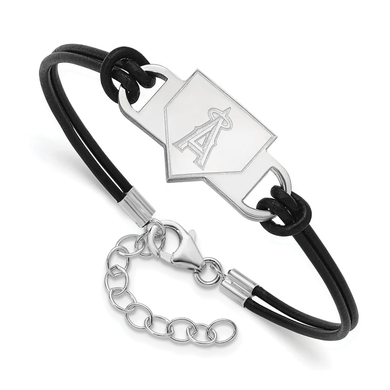  SSated MLB LogoArt Angels Homeplate Leather Bracelet