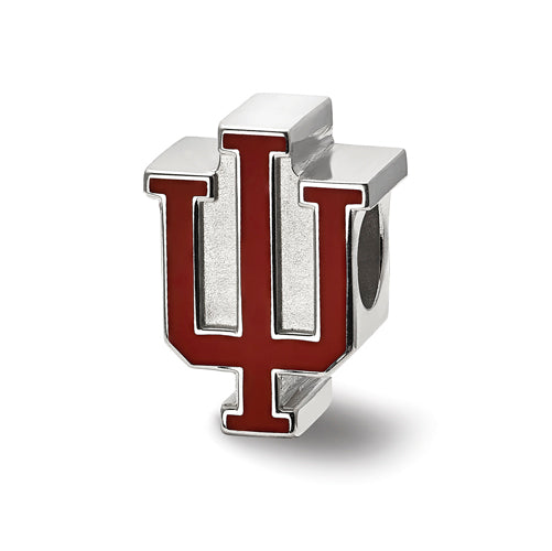 SS Indiana University Block IU Enameled Logo Bead