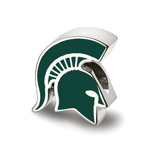 SS Michigan State U Spartan Head Enameled Logo Bead